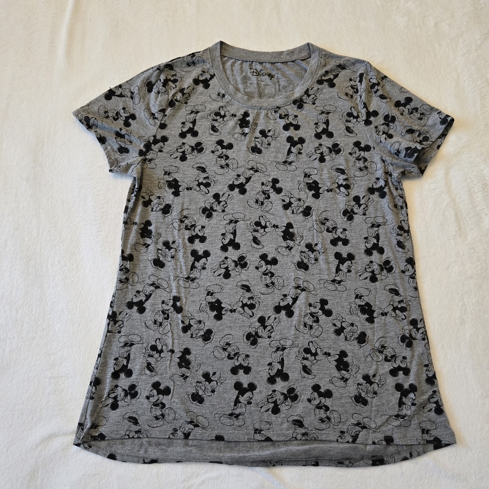 Disney Women's Gray and Black Mickey Mouse Tee